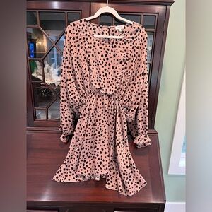 Umgee Dalmatian Keyhole Dress - Dusty Rose and Black